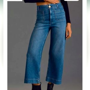 The Colette Denim Cropped Wide-Leg Jeans by Maeve
